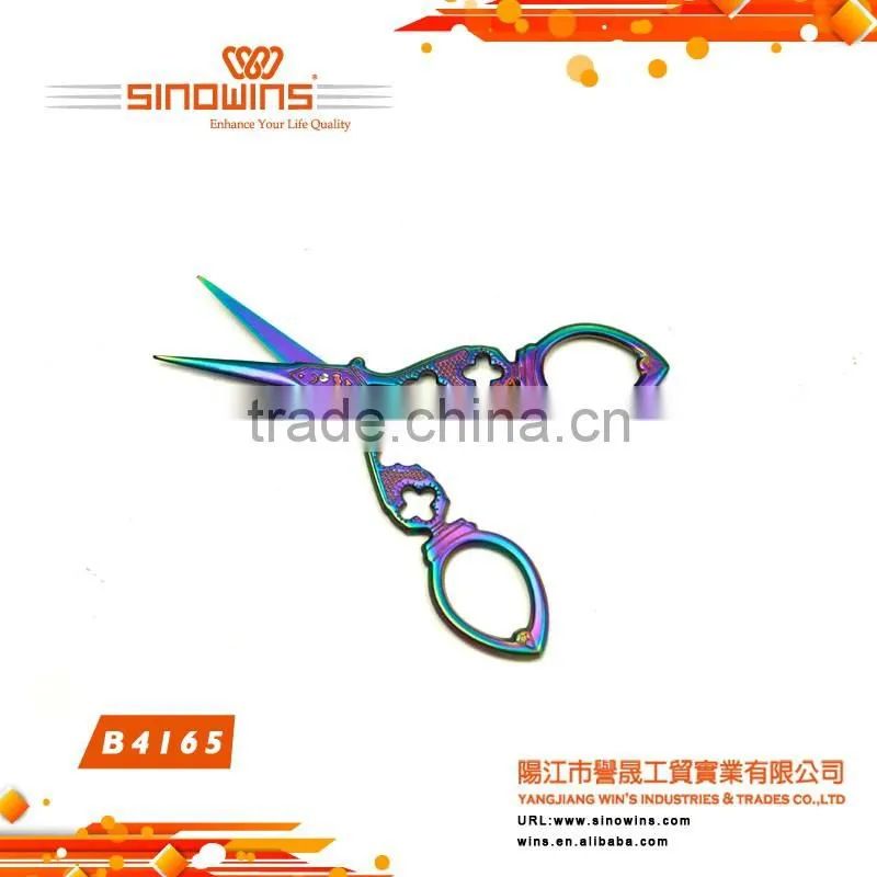 B4165 Super Design and Practical Stainless Steel Beauty Scissors with Colorful Titanium Plated