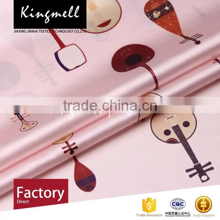 Custom high-end Chinese lute digital printed silk satin fabric