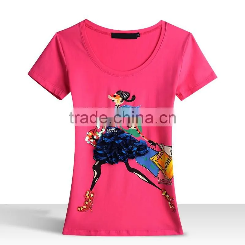 Latest Fashion Casual Elegant Short Sleeve Summer Women Printed T Shirt