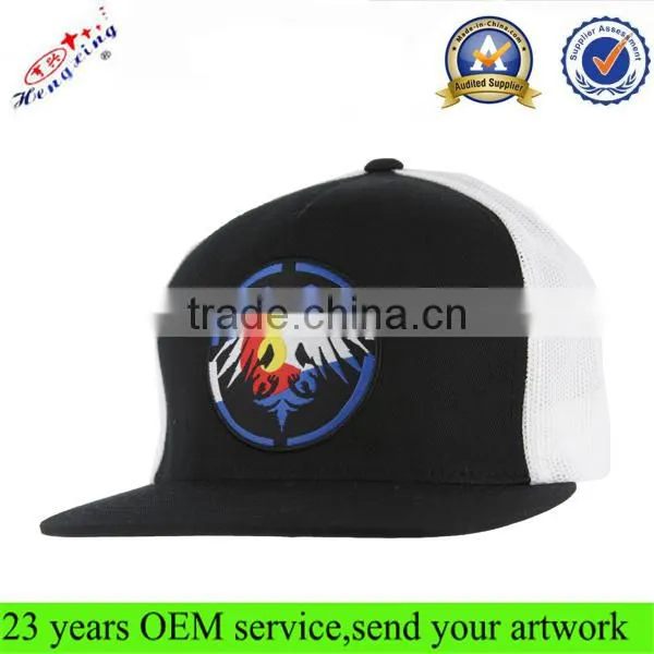 Fashion rollips korea 5-panel foam mesh trucker cap flat brim mesh cap