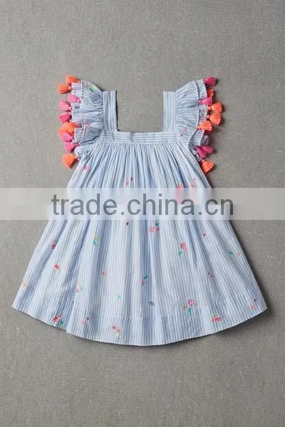 Latest fashion 100% cotton knitted lovely baby girl summer one piece designer girl dress