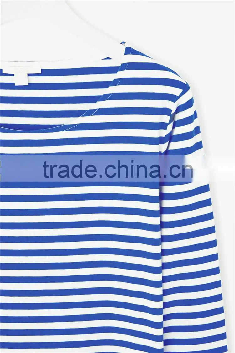 100% Linen Stripe Design Fashion blouses Custom t shirt turkey