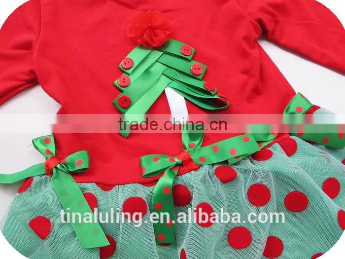 new girls christmas dress fashion long sleeve girls christmas tree red dress child clothes