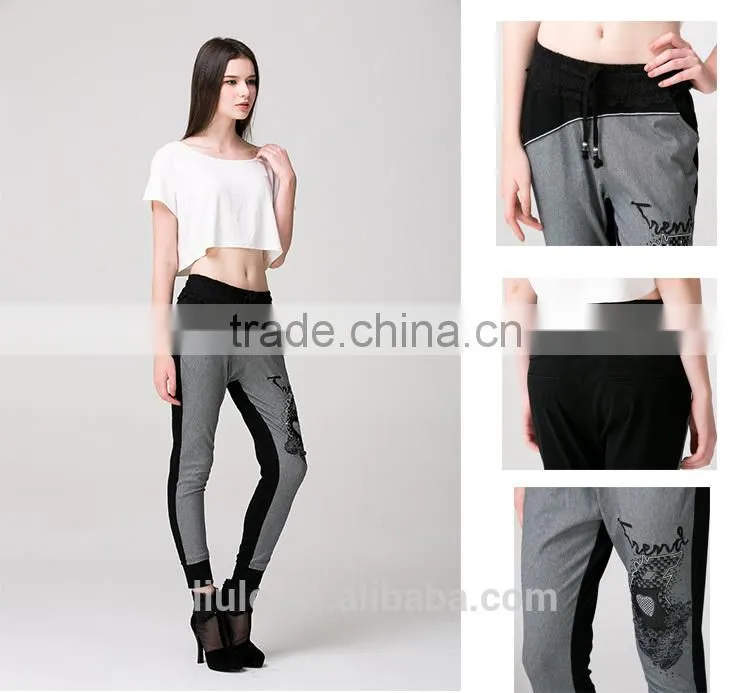 hot selling elastic waist tight korean fashion pants
