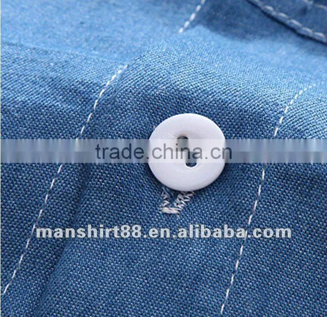 European American style Light blue 100% Organic cotton Denim Retro Cowboy shirt for men with S,M,L,XL,XXL