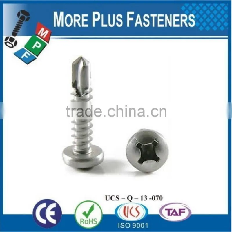 Made in Taiwan Phillips Recessed Pan Head Sheet Metal Self Drilling Screw Pan Head Phillip Self Drilling Screw