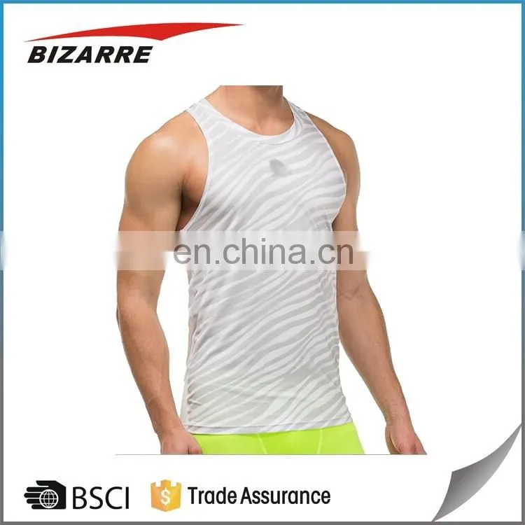 Polyseter/spandex all over printed tank tops for men gym wear in bulk wholesale