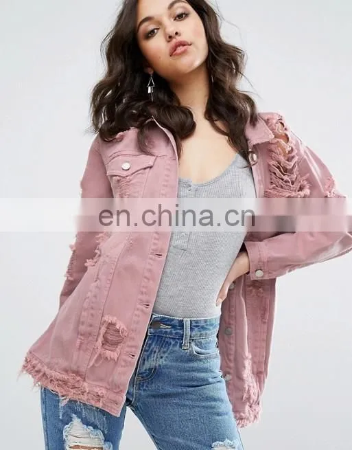 New Arrival Vintage DenimJacket Lady's casual hole coat fashion outerwear Free shipping