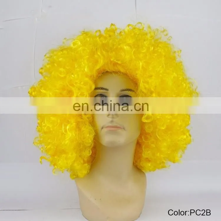 Cheap Party Carnival Yellow big afro wigs 180g PC2B
