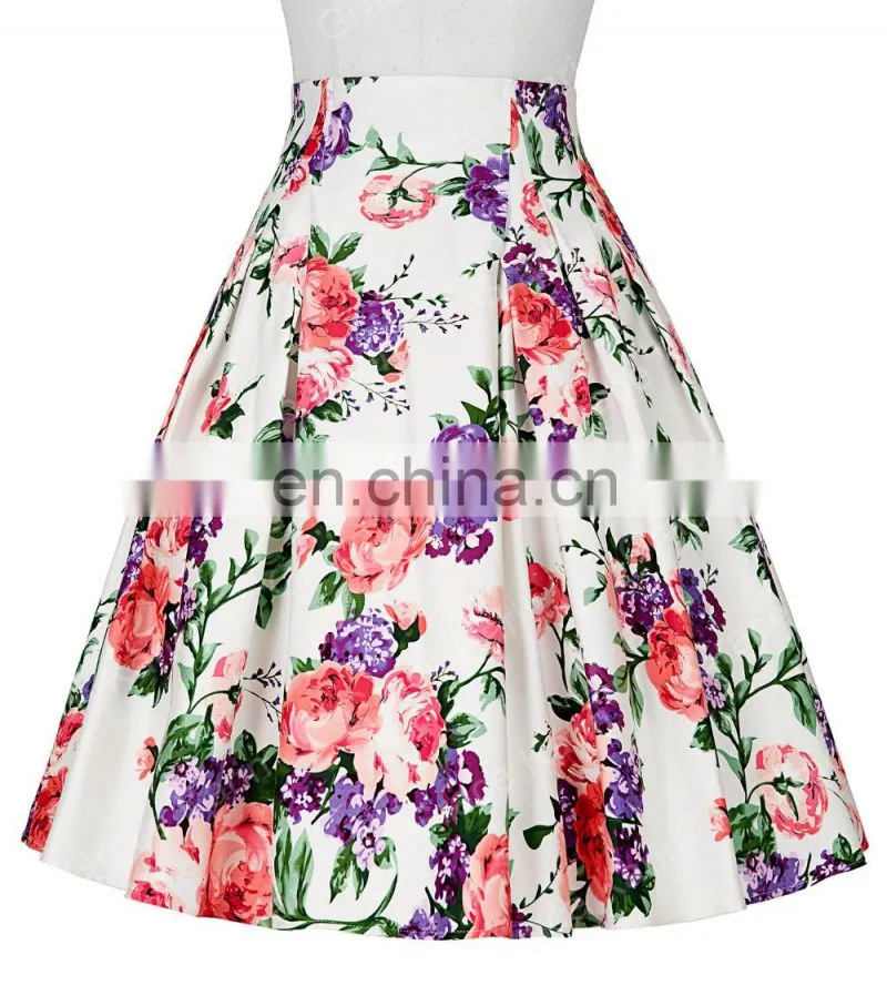 Grace Karin Occident Women's Vintage Retro Floral Pattern Cotton Skirt 9 Patterns CL008925-7