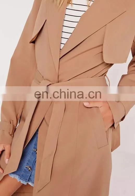 Custom design camel wool coats ladies long coats latast pant coat design