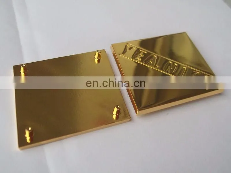 Fashion custom metal logo label handbag metal logo plates