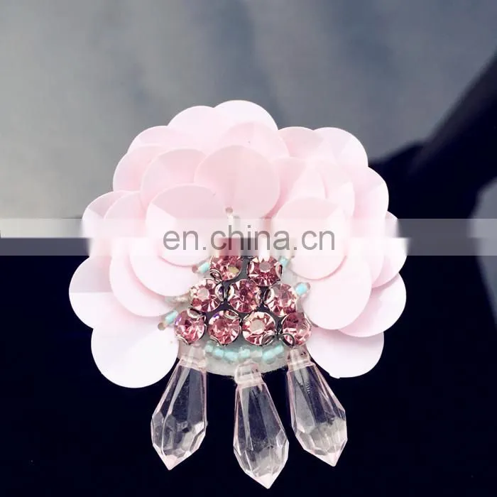 2017 The Latest Design Handmade Sequin Bead Flowers with Rhinestone for garment Decoration