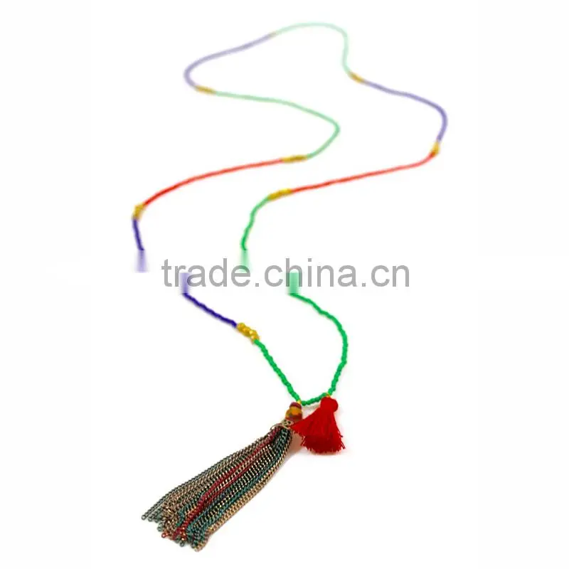 Handmade wooden beads tassel necklace custom wood bead necklaces