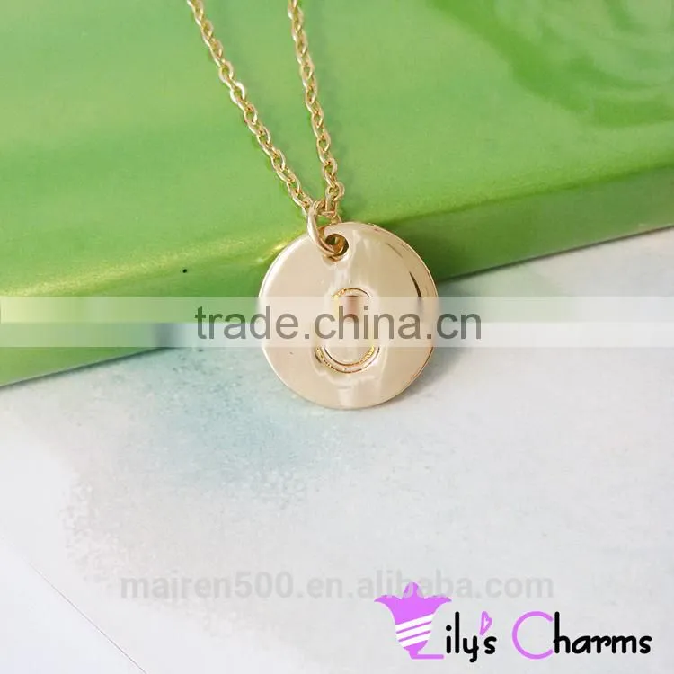 2015 Hand Stamped Initial Personalized charm disc necklace