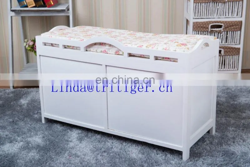 Wooden Shoe Storage Bench Stools Chest Cabinet With Cushions Seat Ottomans