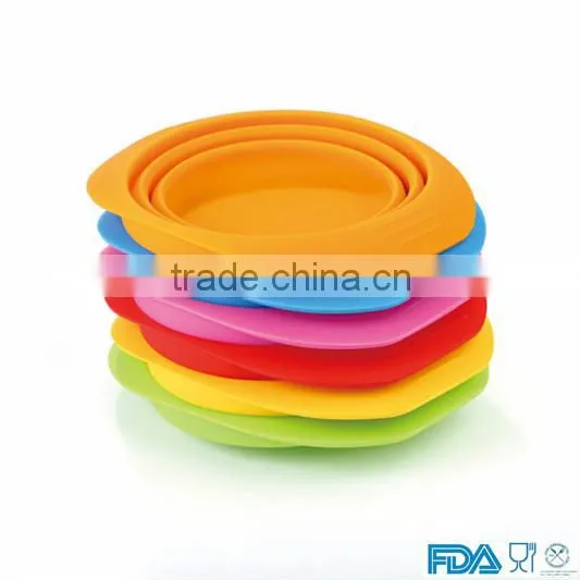 FDA food grade colored collapsible silicone bowl siliocne salad bowl