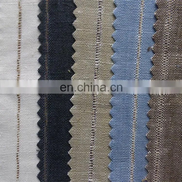 men's and women's suits ramie cotton shirt trouser suits fabric Pure linen yarn-dyed fabric
