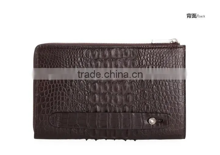 vintage style crocodile and soft calf leather men clutch wristlet wallet handbag wholesale