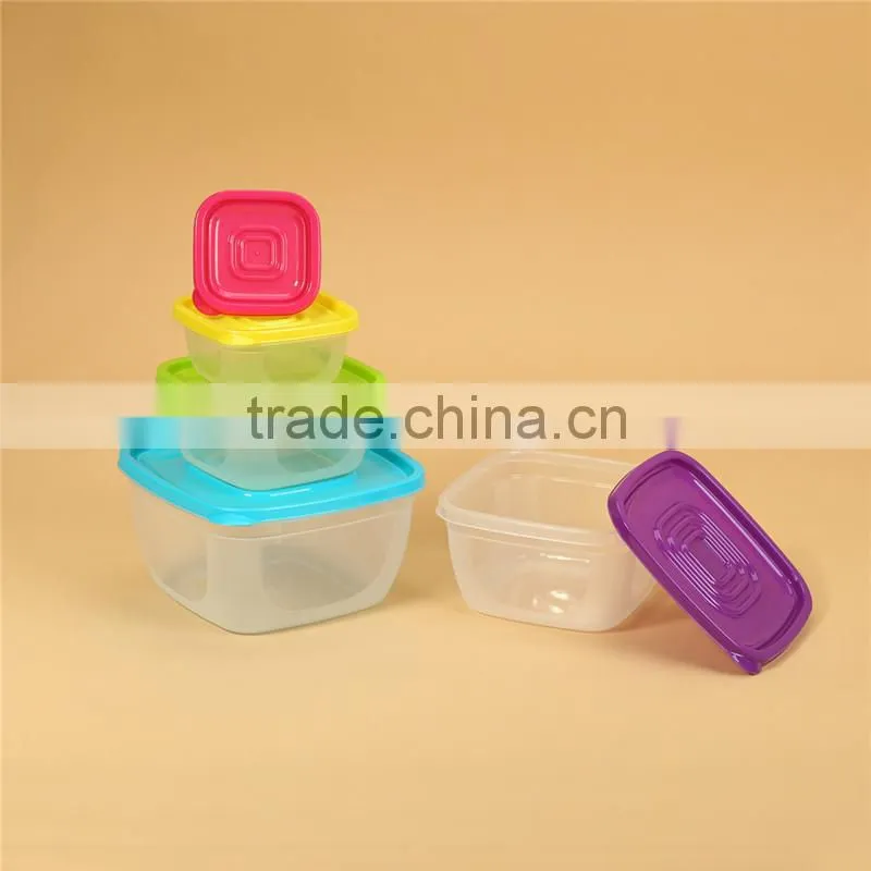 Square rainbow stackable plastic microwave food container