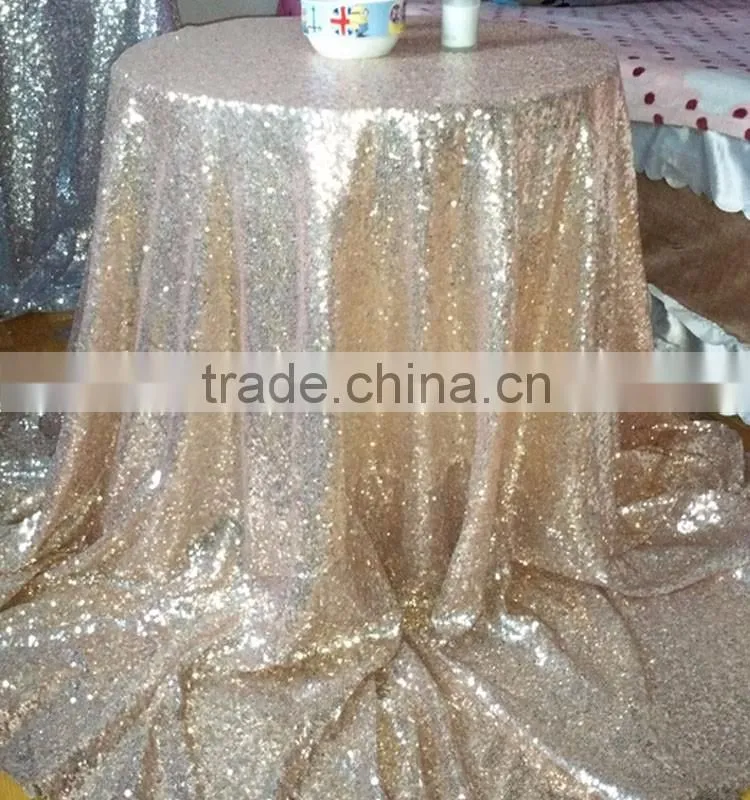 New cheap Hot sale fancy 100% polyester embroidery metallic sequence wedding silver sequin table cloth