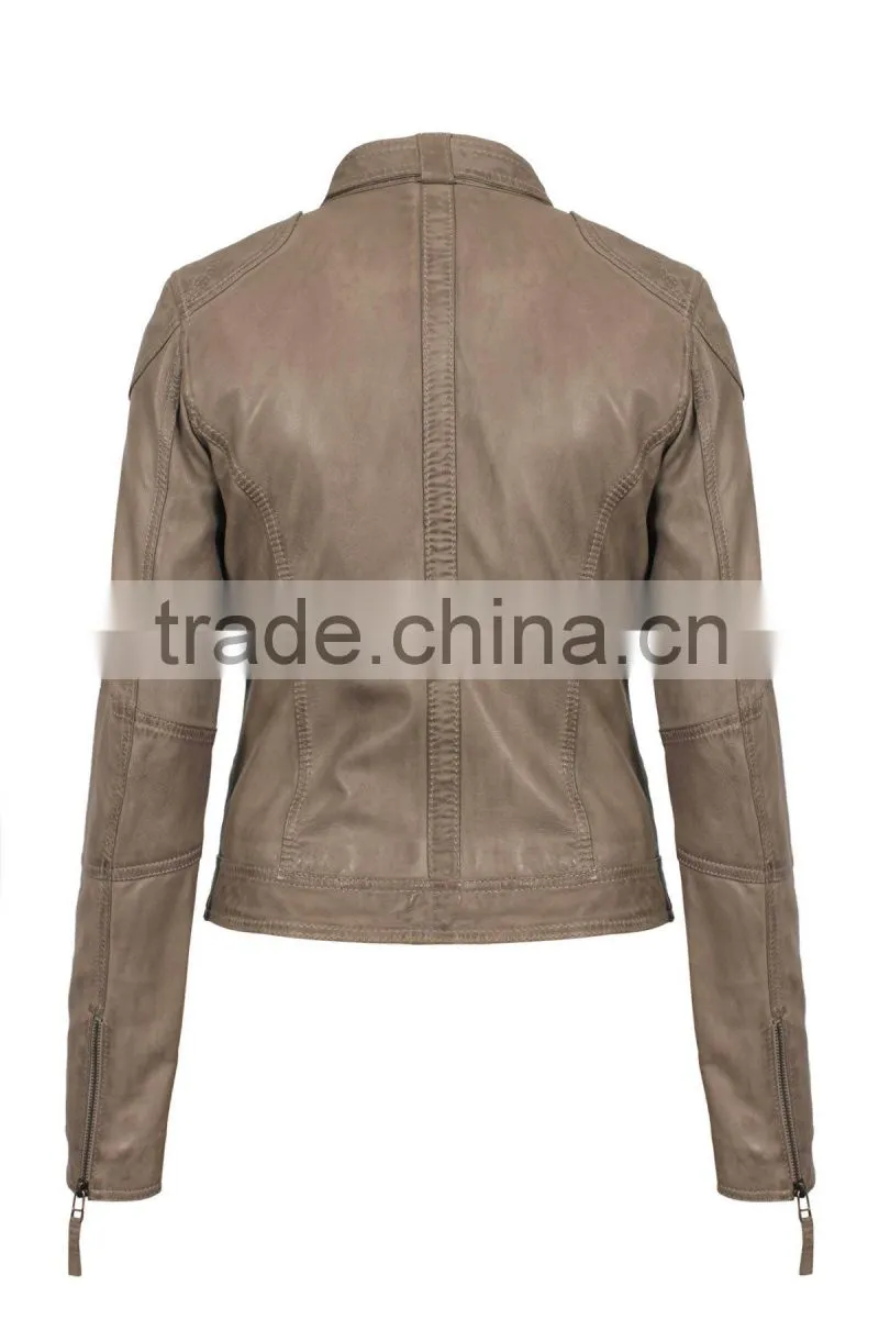 Armored Leather Motorcycle Jacket with Gun Pocket