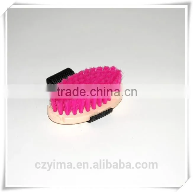 plastic horse grooming brush with non-slip strap
