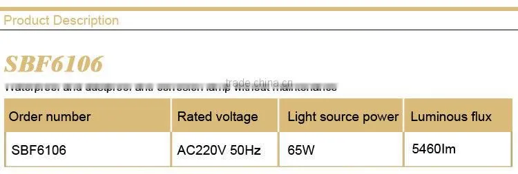Hot Sale SBF6106 Tri-proof lamp without maintenance