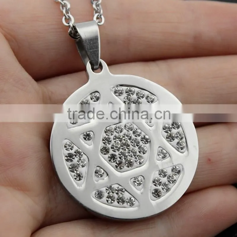 Full rhinestone titanium steel six-pointed star pendant necklace wholesale