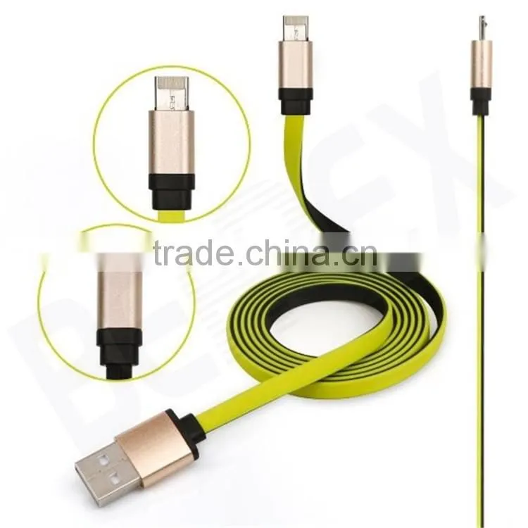 Real 2 in 1 Noodle Data Link Micro USB Charger IOS Cable