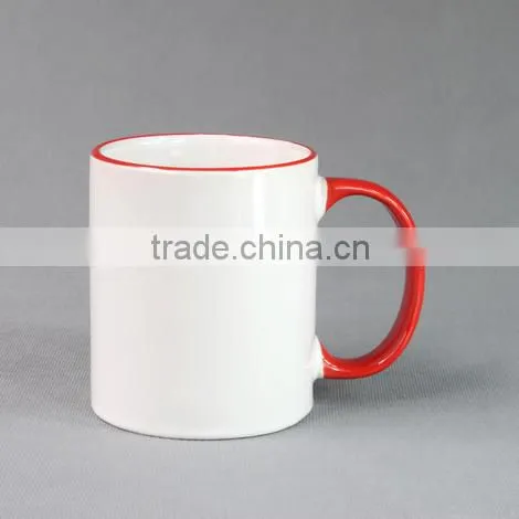 11oz sublimation coating liquid mugs,digital sublimation mug heat press (ce approved) with color rim and handle