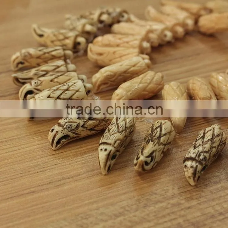 OB020 Excellent Small Hand Carved bone eagle head