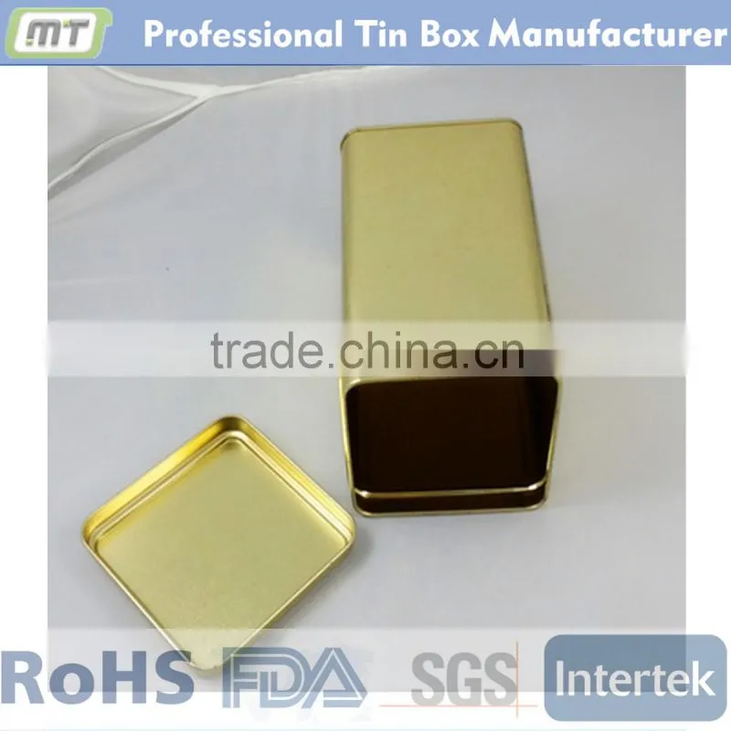 silvery or golden square tin box with good quality