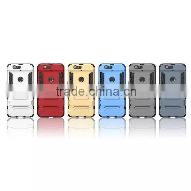 TPU Rubber Back Stand Case for Huawei nexus 6p TPU+PC Cover Case with Stents MT-4904