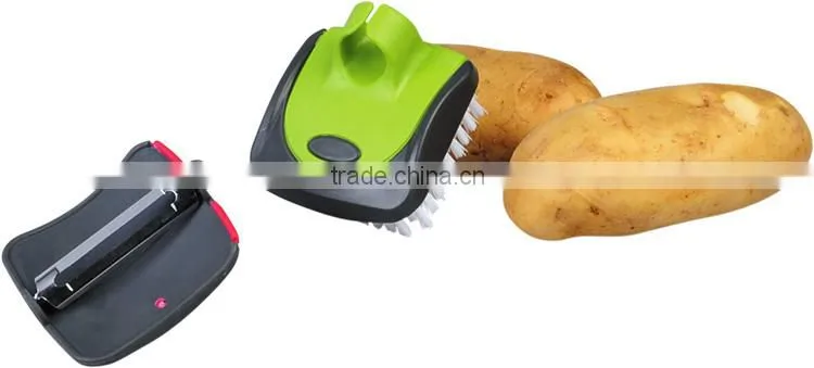 S/S+TPR+PP 6.2*6.5 Kitchen tools peeler&thumb brush