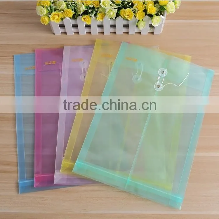 Plastic Clear A4 PP File Folder Bag With Button