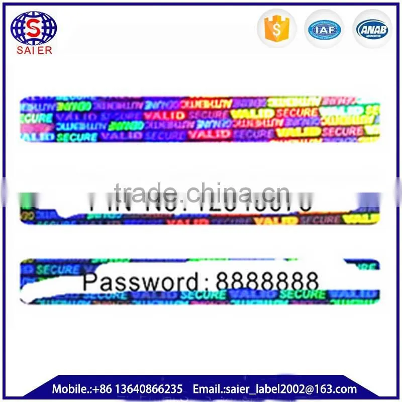 Anti Counterfeiting Hologram scratch off labels