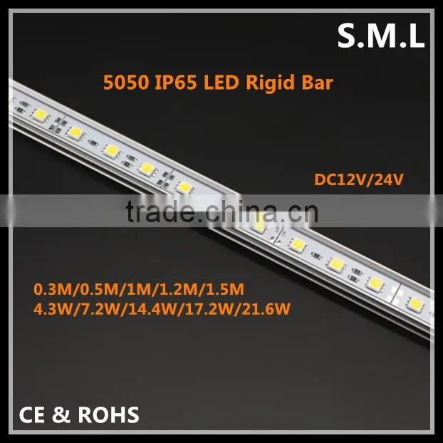 Top Quality SMD5050 led rigid strip with aluminum extrusion/waterproof 5050 rigid led strip 12v