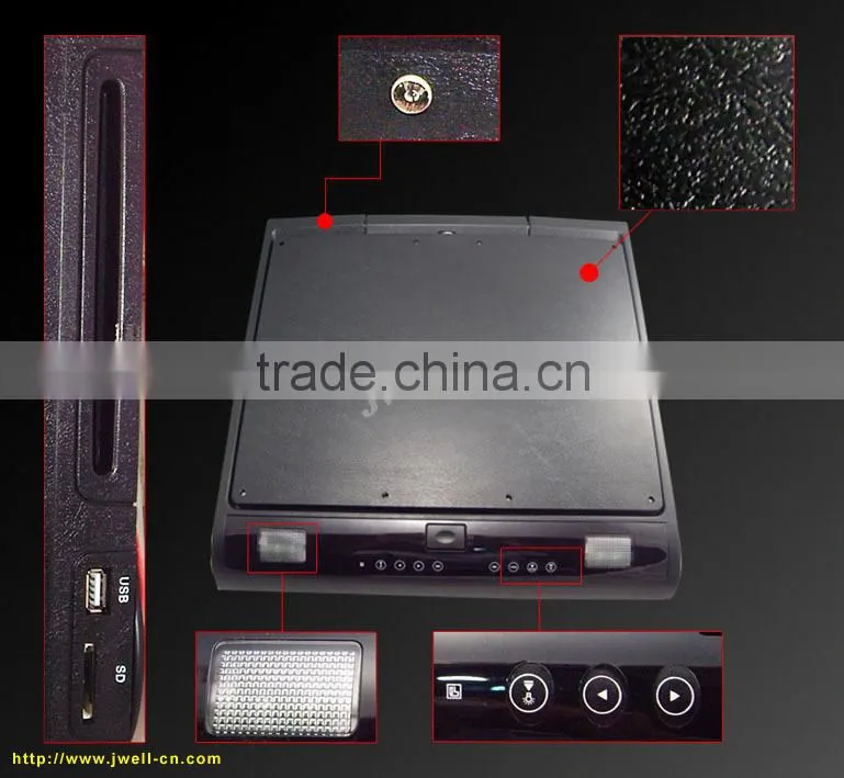 15 inch business car roof monitor tv dvd player with ce rohs verified