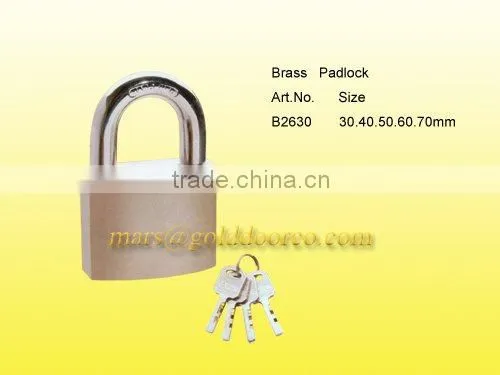Brass Padlock with Sheet-Cylinder Keys