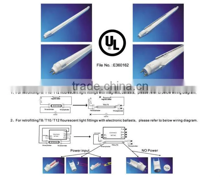 UL certified 110~277v T8 to T5 lamp adapter, T8 to T5 retrofit kit
