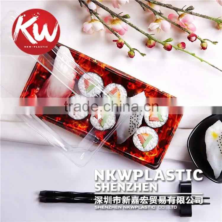 KW-0001 Disposable container Plastic PS/BOPS Colorful Printed wholesale Japanese Sushi food packing Tray
