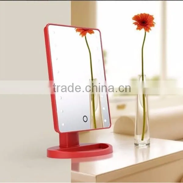 Luxury vanity desktop square cosmetic mirror with led light