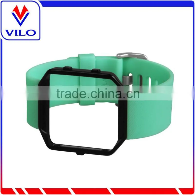 Silicone Bracelet Strap Replacement Band with Metal Frame For Fitbit Blaze Smart Watch