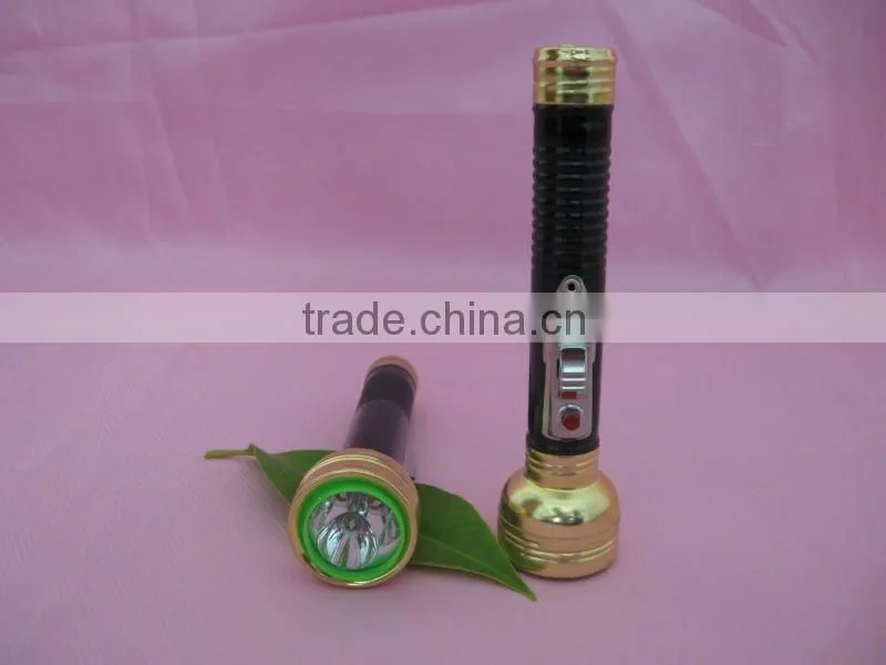 mini metal led flashlight gold-plated black body