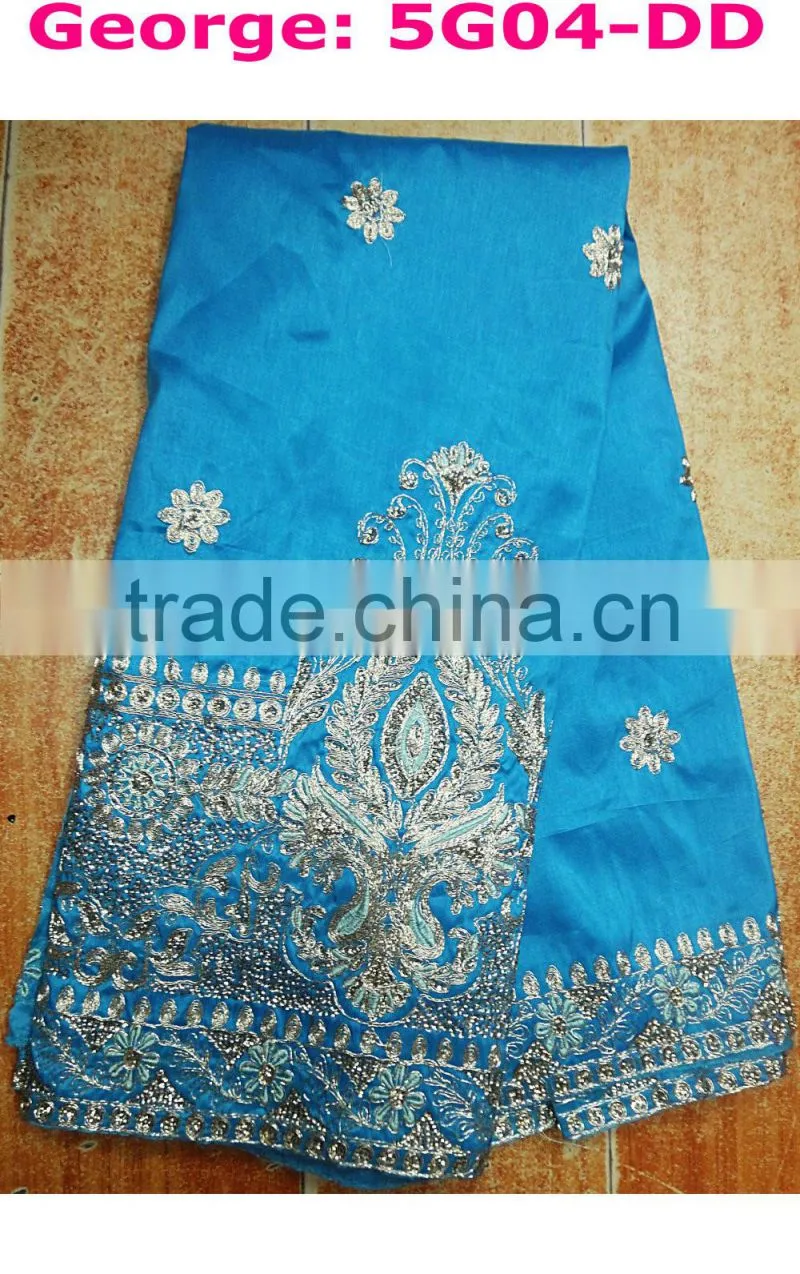 blue silk george lace for lady clothing