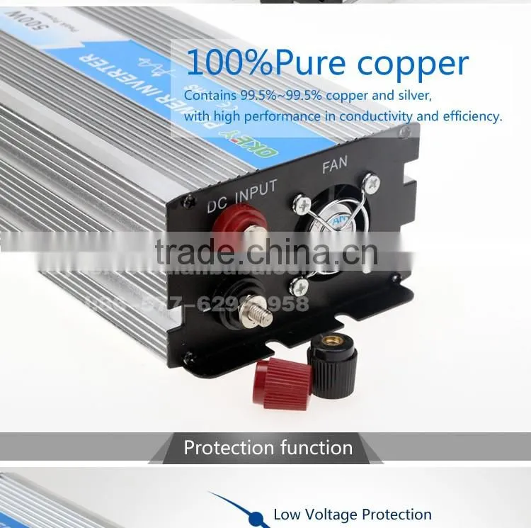 Household off-grid solar power inverter DC to AC CE RoHS OPIP-500 12v to 110v/220v high frequency sine wave power inverter