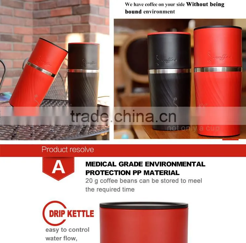Eco BPA thermo Portable coffee maker with double wall stainless steel tumbler