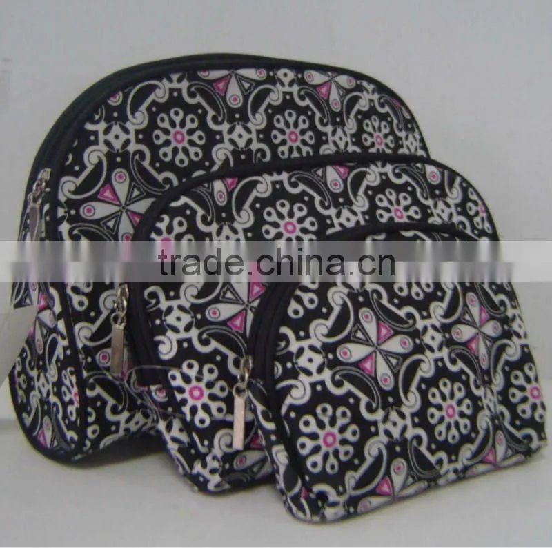 New Zipper microfiber Travel Ladies three-piece Cosmetic Bag set