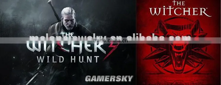 Hot Sale Game Retro Jewelry The Witcher 3 Wolf Head Red Eye pendant necklace